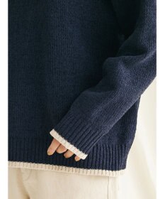 CRAFT STANDARD BOUTIQUE 洗えるモールニット配色プルオーバー