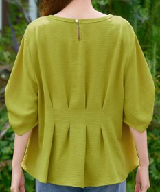 Tiaclasse 【洗える】麻調タックブラウス