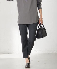 J.PRESS LADIES 【洗える】T/Rアルガンシルク チェック テーパード パンツ