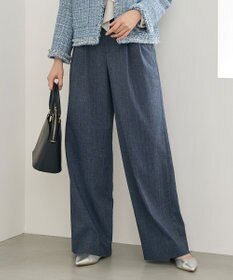 自由区 【セットアップ対応】ソフトリネンダンガリーワイド パンツ ネイビー