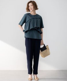 23区 【Oggi7月号掲載/吸水速乾/接触冷感/UVカット】ストレッチジョーゼット テーパード パンツ