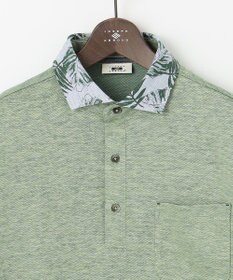 JOSEPH ABBOUD 【吸水速乾】リネンハニカム ポロシャツ(リーフ柄）