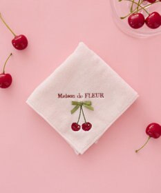 Maison de FLEUR チェリー刺繍タオルハンカチ