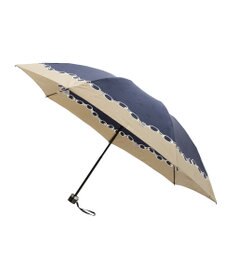 MOONBAT ランバン オン ブルー 折りたたみ傘 チェーン柄サテンジャガードプリント 簡単開閉