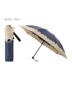 ランバンオンブルー　折りたたみ傘 ランバン オン ブルー 折りたたみ傘 チェーン柄サテンジャガード