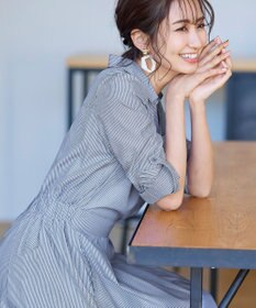 Tiaclasse L 【洗える】小顔効果も期待できるスキッパーシャツワンピース