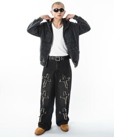 WEGO 【ユニセックス着用ITEM】フリンジデニムパンツ