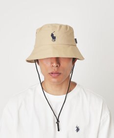 MOONBAT 【WEB限定/遮光/撥水】POLO RALPH LAUREN 晴雨兼用 バケットハット ／つば遮光生地 レインハット あご紐