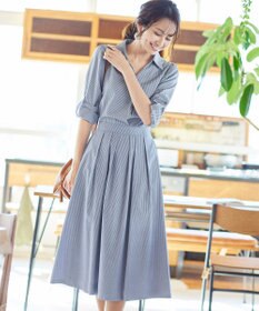 Tiaclasse L 【洗える】小顔効果も期待できるスキッパーシャツワンピース