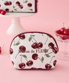 Maison de FLEUR チェリー柄ゴブランラウンドポーチ
