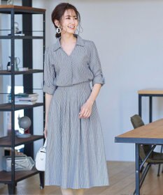 Tiaclasse L 【洗える】小顔効果も期待できるスキッパーシャツワンピース