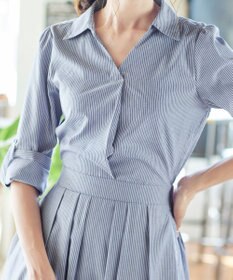 Tiaclasse L 【洗える】小顔効果も期待できるスキッパーシャツワンピース