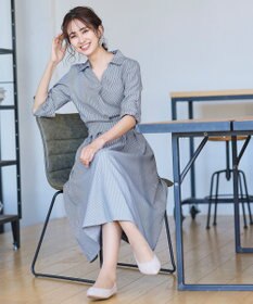 Tiaclasse L 【洗える】小顔効果も期待できるスキッパーシャツワンピース