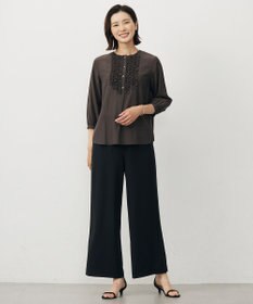 J.PRESS LADIES L 【洗える・吸水速乾・接触冷感・セットアップ対応】Light ジョーゼット ワイド パンツ