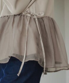 Tiaclasse 【洗える】ペプラムオーガンジーポンチトップス