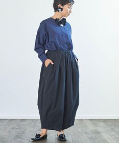 muuc 〈綿100%〉〈涼しいワッシャー生地〉〈裾タック入り〉〈ワイドシルエット〉サーカスパンツ