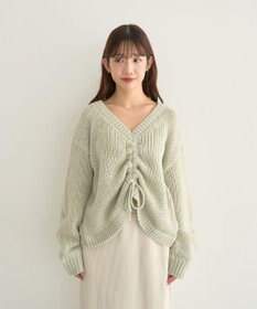 earth music&ecology フロントシャーリングニットプルオーバー