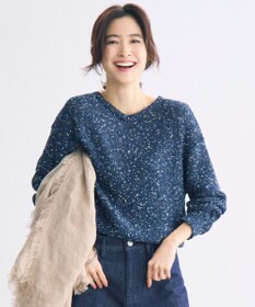 自由区 ラメノットスパングル ニット ネイビー