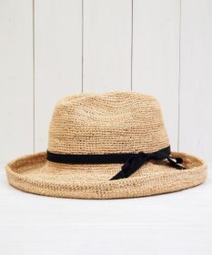 石田製帽 ラフィア糸入りかぎ編みポークセーラ　細リボン