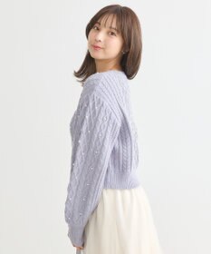 earth music&ecology パール＆ケーブルニットプルオーバー