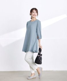 Tiaclasse L 【洗える】裾フリルパフ袖チュニック