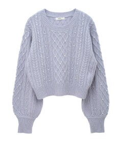 earth music&ecology パール＆ケーブルニットプルオーバー