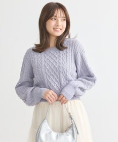 earth music&ecology パール＆ケーブルニットプルオーバー