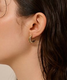 Phoebe 〈金属アレルギー対応〉ダブルラインパールフープピアス　ホワイト/ニッケルフリー