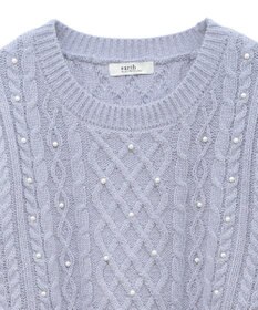 earth music&ecology パール＆ケーブルニットプルオーバー