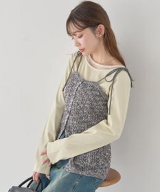 earth music&ecology 【予約】透かし編みニットキャミビスチェ