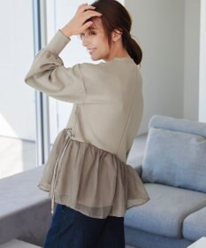 Tiaclasse 【洗える】ペプラムオーガンジーポンチトップス