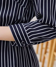 Tiaclasse 【2WAY・洗える】バンドカラーストライプリボンワンピース