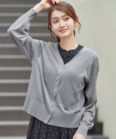 Tiaclasse ラメシアー天竺パールボタンカーディガン