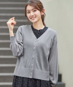 Tiaclasse ラメシアー天竺パールボタンカーディガン