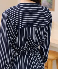 Tiaclasse 【2WAY・洗える】バンドカラーストライプリボンワンピース