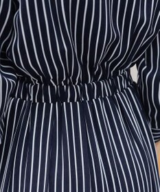 Tiaclasse 【2WAY・洗える】バンドカラーストライプリボンワンピース