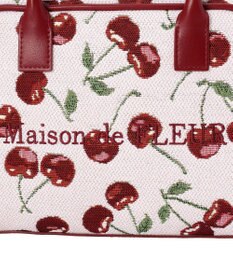 Maison de FLEUR チェリー柄ゴブランボストンバッグ