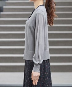 Tiaclasse ラメシアー天竺パールボタンカーディガン