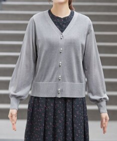 Tiaclasse ラメシアー天竺パールボタンカーディガン