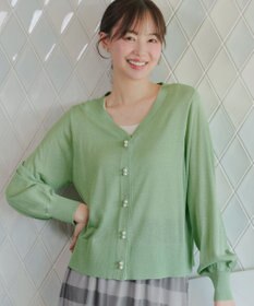 Tiaclasse ラメシアー天竺パールボタンカーディガン