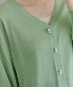 Tiaclasse ラメシアー天竺パールボタンカーディガン