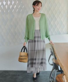 Tiaclasse ラメシアー天竺パールボタンカーディガン