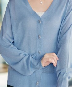 Tiaclasse ラメシアー天竺パールボタンカーディガン