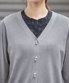 Tiaclasse ラメシアー天竺パールボタンカーディガン