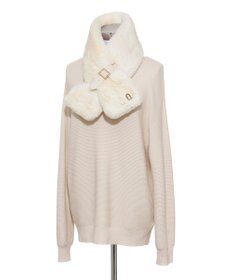 MOONBAT FURLA（フルラ）ベルト差し込みファーティペット アーチロゴ フェイクファー