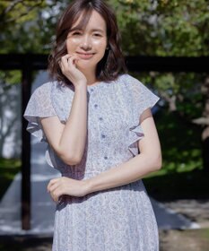 Tiaclasse L 【洗える】ペイズリー柄フレアスリーブワンピース