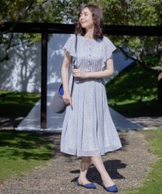 Tiaclasse L 【洗える】ペイズリー柄フレアスリーブワンピース