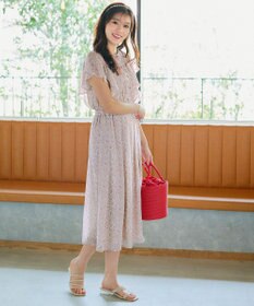 Tiaclasse L 【洗える】ペイズリー柄フレアスリーブワンピース