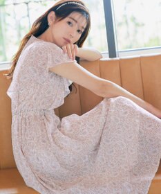 Tiaclasse L 【洗える】ペイズリー柄フレアスリーブワンピース