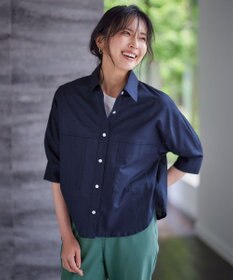 ANY 【洗濯機可能】ダブルポケット クロップドシャツ